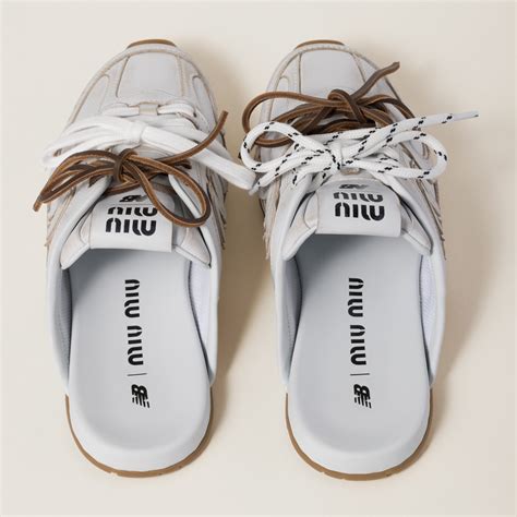 new balance x miu miu bleached leather mules